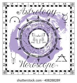 Astrology set for zodiac sign Gemini or Twins. Line art vector illustration of engraved horoscope symbol. Doodle mystic drawing and hand drawn sketch with calligraphic lettering