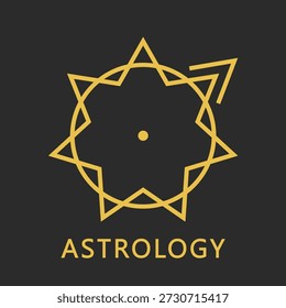 Astrology seven-pointed star logo in linear style. Vector editable template.