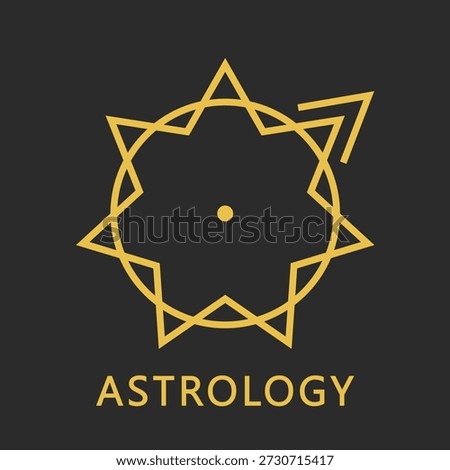 Astrology seven-pointed star logo in linear style. Vector editable template.