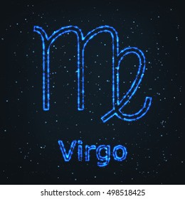 Astrology Shining Blue Symbol. Horoscope Sign. Zodiac Virgo.
