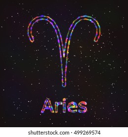 Astrology Shining Symbol. Horoscope Sign. Zodiac Aries.