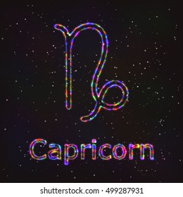 Astrology Shining Symbol. Horoscope Sign. Zodiac Capricorn.