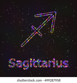 Astrology Shining Symbol. Horoscope Sign. Zodiac Sagittarius.