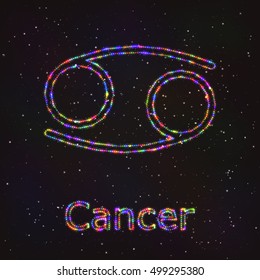 Astrology Shining Symbol. Horoscope Sign. Zodiac Cancer.