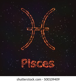 Astrology Shining Symbol. Horoscope Sign. Zodiac Pisces.