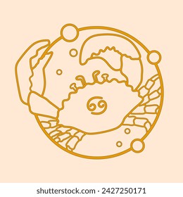 Astrology sign Cancer on beige background