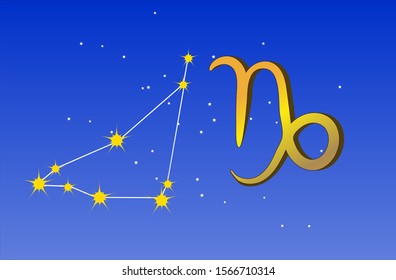 Astrology. Sign of the Capricorn with constellation