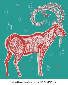 Astrology sign Capricorn. Hand drawn doodle illustration. 