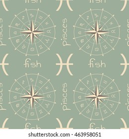 Astrology sign Fish. Seamless background. Vector illustration