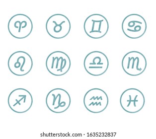 Astrology sign icons, watercolor texture