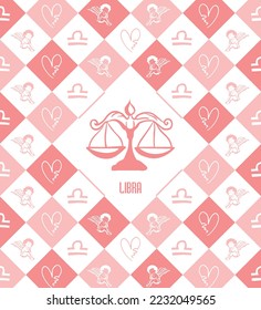 Signo de astrología Libra, Patrón geométrico con Cupido y corazón