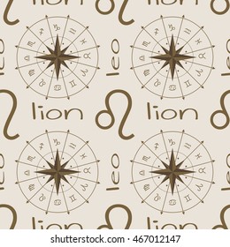 Astrology sign Lion. Seamless background. Vector illustration