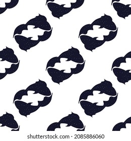 Astrology sign Pisces pattern. Zodiac constellation with shiny star shapes. Part of zodiacal system and ancient calendar.  Sign of the zodiac Pisces. Constellation of Pisces. Vector illustration.