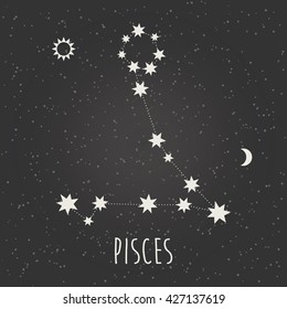 Astrology sign pisces vector illustration.