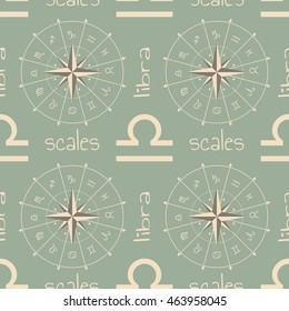 Astrology sign Scales. Seamless background. Vector illustration