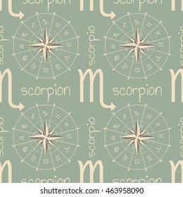 Astrology sign Scorpion. Seamless background. Vector illustration