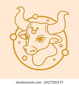 Astrology sign Taurus on beige background