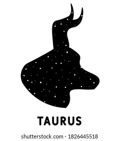 Astrology sign Taurus. Zodiac constellation with shiny star shapes. Part of zodiacal system and ancient calendar.  Sign of the zodiac Taurus. Constellation of Taurus. Vector illustration.