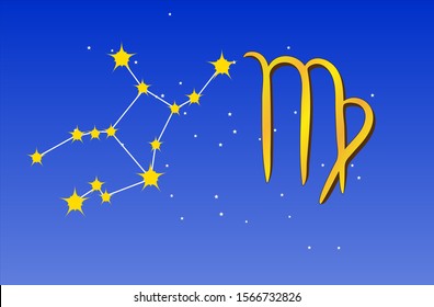 Astrology. Sign of the virgin with constellation