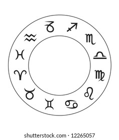 astrology signs in circle, vector