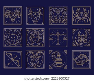 astrology signs set twelve icons