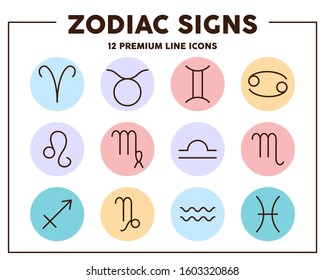 Astrology signs thin line icons. Zodiac  signs. Vector illustration symbol elements for web design.