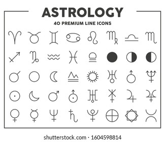 Astrology Signs Thin Line Icons Zodiac Stock Vector (Royalty Free ...