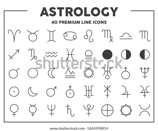 Astrology Signs Thin Line Icons Zodiac Stock Vector (Royalty Free ...