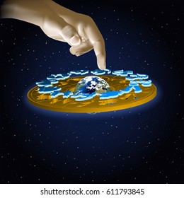Astrology signs of the zodiac Capricorn in space with hand