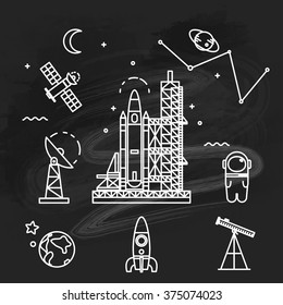  Astrology.  Space icons. Trendy line stile vector