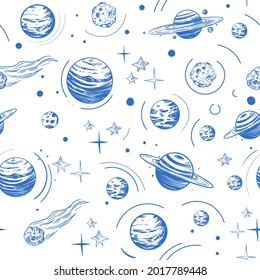 Astrology and space objects, vector Seamless pattern. Vintage style
