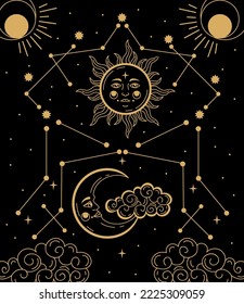 astrology sun and moon poster