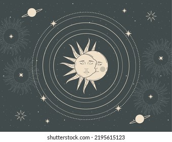 astrology sun and moon scene