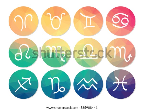 Astrology Symbols Round Rainbow Low Poly Stock Vector (Royalty Free ...