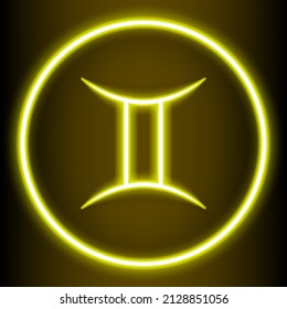 Astrology vector illustration abstract background Gemini is one of the 12 zodiac signs and is shown in a yellow neon style. can be used to embellish the backdrop or publications in a variety of ways