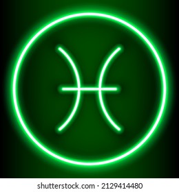Astrology vector illustration abstract background Pisces is one of the 12 zodiac signs and is shown in a green neon style. can be used to embellish the backdrop or publications in a variety of ways