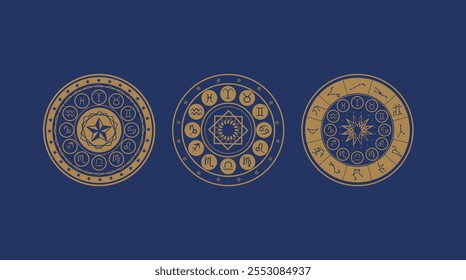 Astrology wheel, Horoscope, Mystery, Star map and magic circle. 