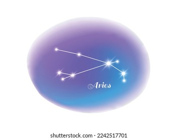 Astrology zodiac sign aeries star constellation flat vector illustration