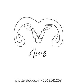 Astrology zodiac sign Aries horoscope symbol in line art style isolated on white background