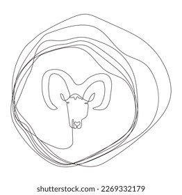 Astrology zodiac sign. Aries. Taurus. Stroke outline illustration. Vector astrological symbol, logo.  Poster, sticker, greeting card, natal chart cover element, social media post background