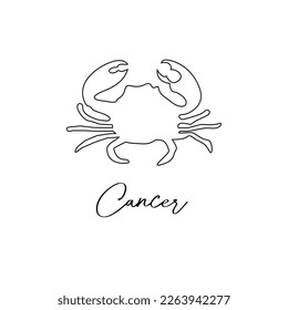 Astrology zodiac sign Cancer horoscope symbol in line art style isolated on white background