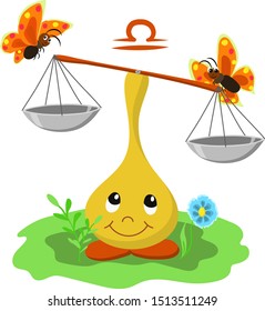 Astrology.  Zodiac sign Libra. Funny children's illustrations in cartoon style. Elements for design.