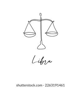 Astrology zodiac sign Libra horoscope symbol in line art style isolated on white background