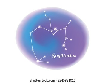 Astrology zodiac sign sagittarius star constellation flat vector illustration