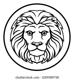 Astrology zodiac signs circular Leo lion horoscope symbol