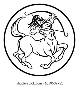 Astrology zodiac signs circular Sagittarius archer centaur horoscope symbol