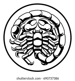 Astrology zodiac signs circular Scorpio scorpion horoscope symbol