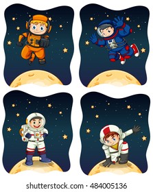 Astronaunts flying in the space illustration