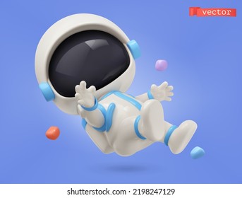 Astronaut 3d vector cartoon illustration