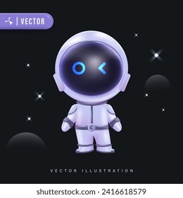 Astronaut 3d vector illustration with black sky background